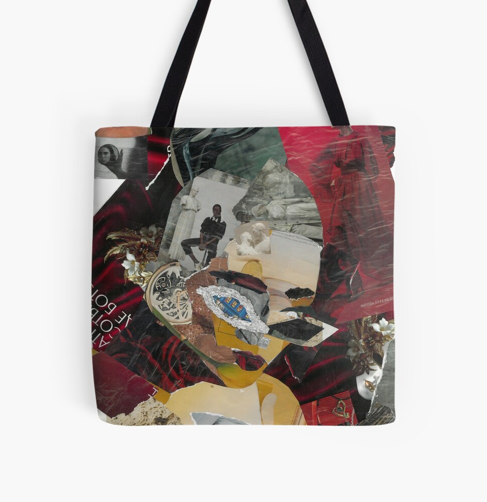 Fragmented Identity collage tote bag
