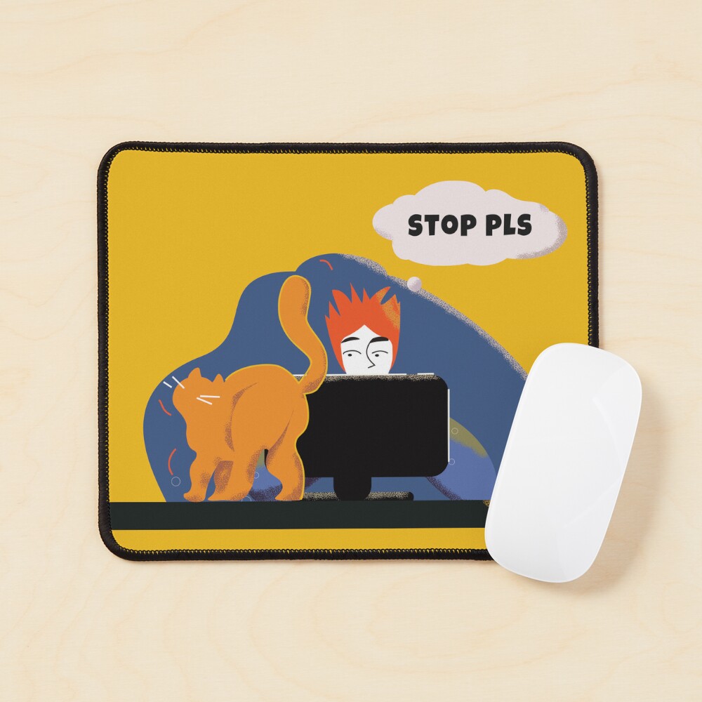 Working From Home With a Cat mouse pad